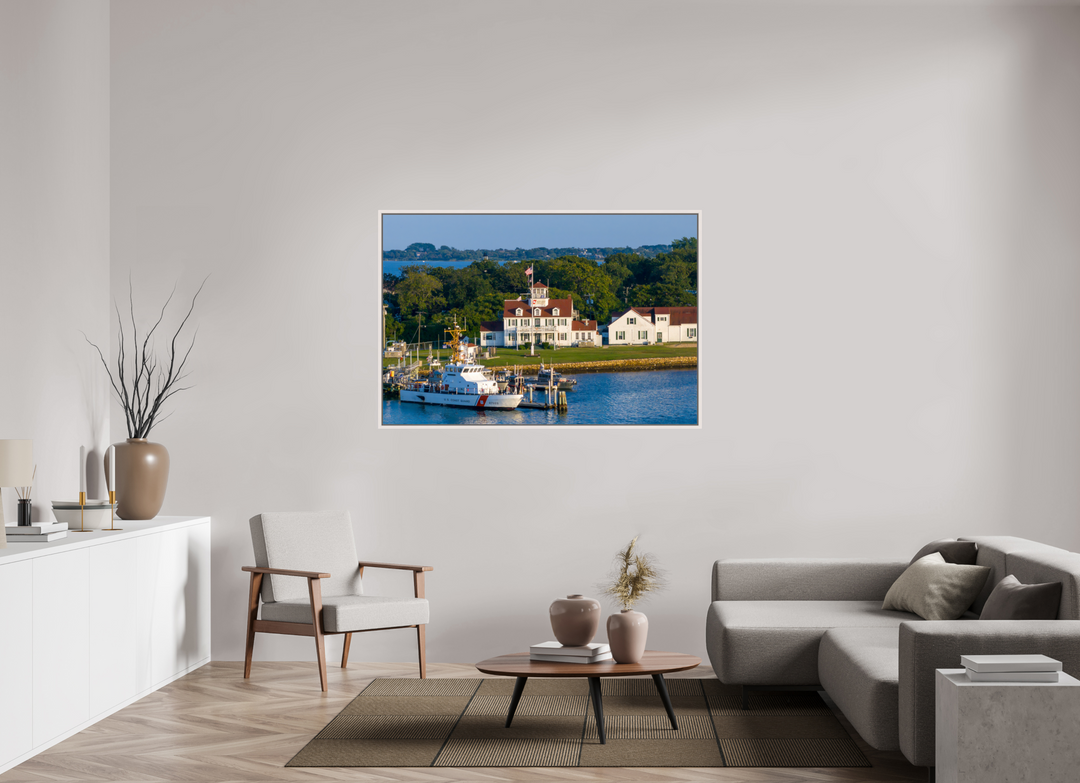 60 x 40″, HD Metal White Frame Coast Guard Station