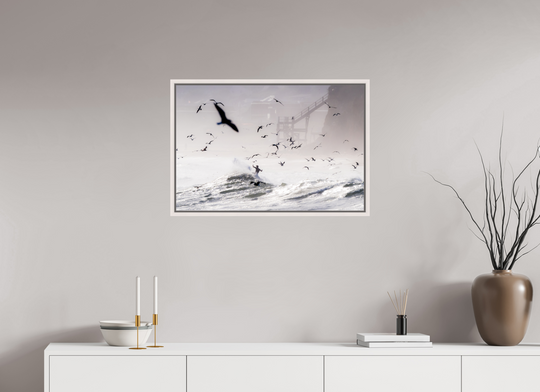 30 x 20″, HD Metal with Maple White Frame Birds Eye View