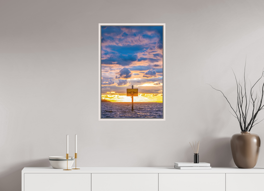 20 x 30″, Acrylic With Maple White Frame The End (Vertical)