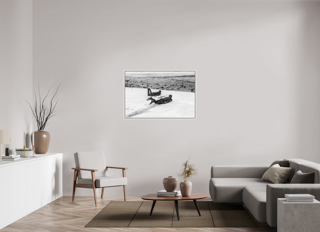 45 x 30″, Acrylic With Maple White Frame Snow Slides