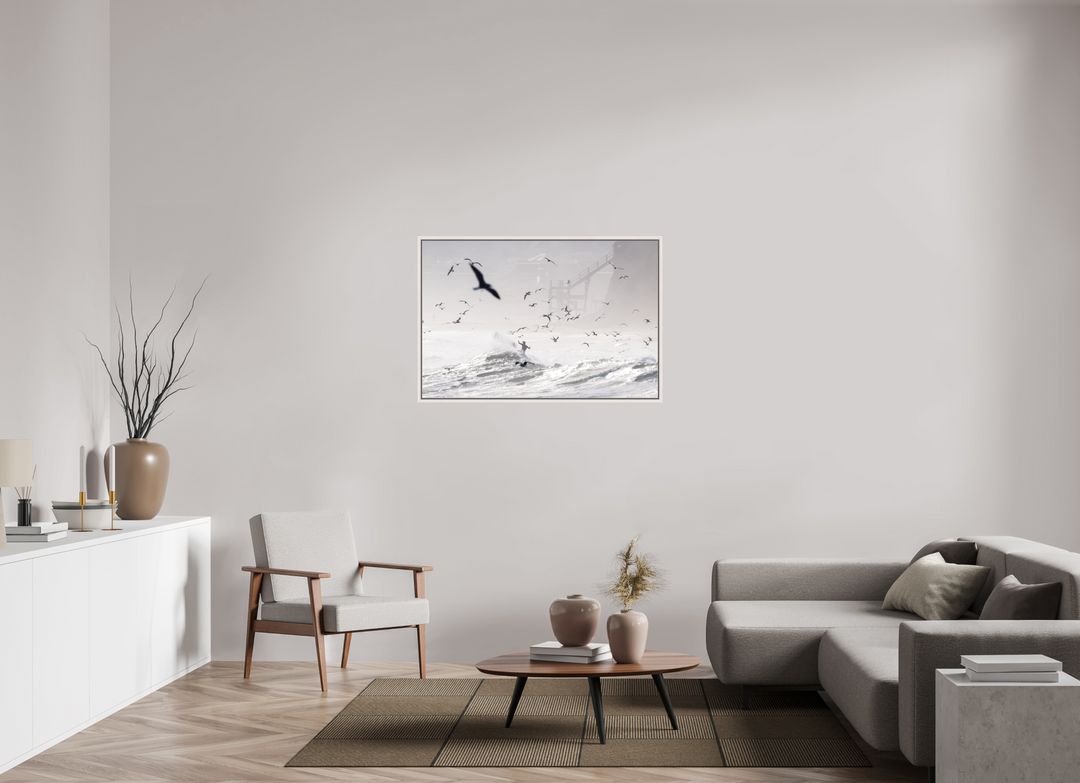 45 x 30″, Acrylic With Maple White Frame Birds Eye View