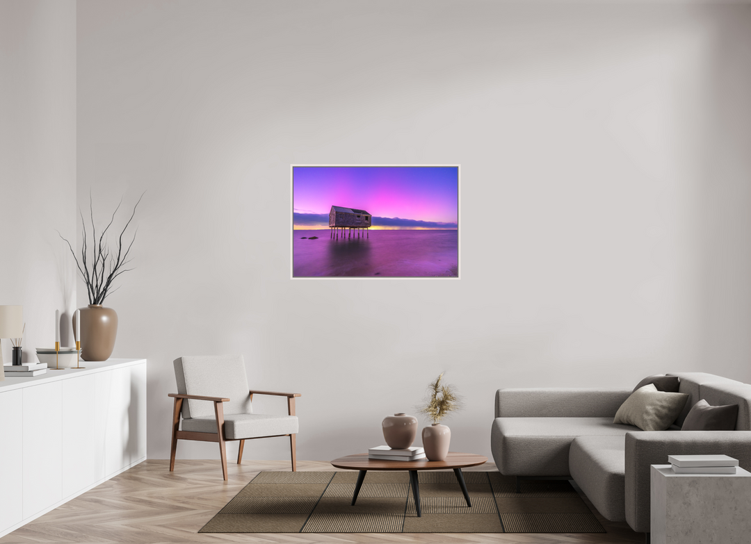 45 x 30″, Acrylic With Maple White Frame Lazy Lights