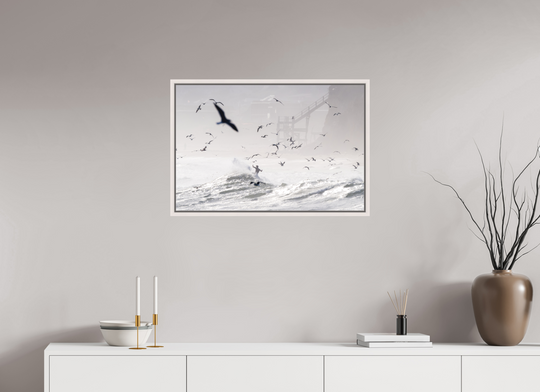 30 x 20″, Acrylic With Maple White Frame Birds Eye View
