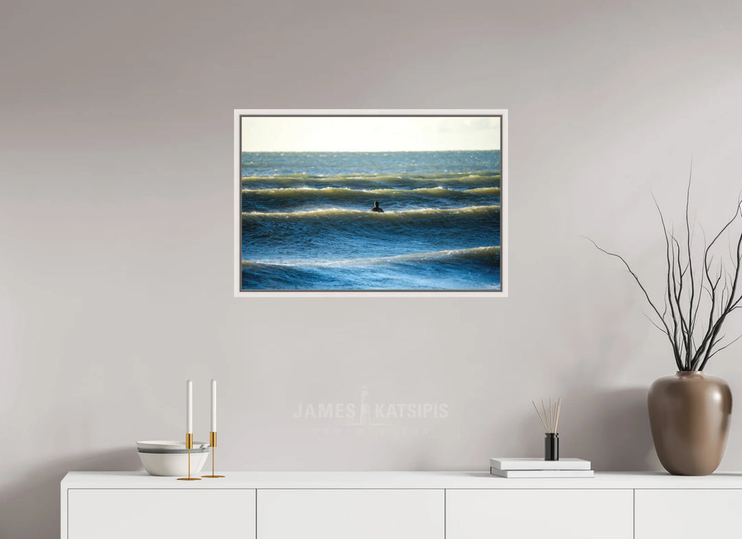 Acrylic With Maple White Frame, 30 x 20″ Between The Lines