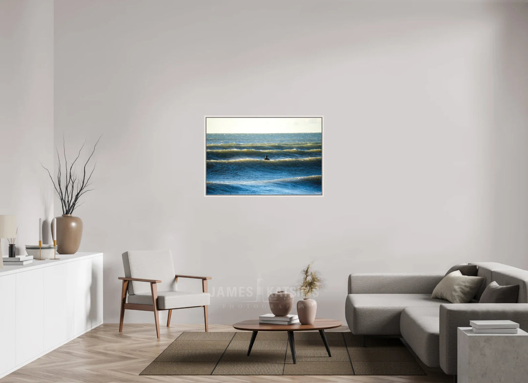 Acrylic With Maple White Frame, 45 x 30″ Between The Lines