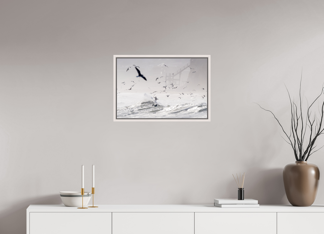 24 x 16″, HD Metal with Maple White Frame Birds Eye View