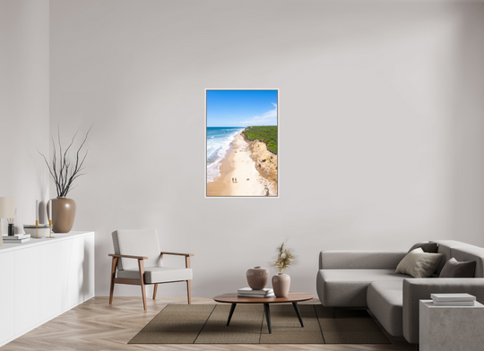 30 x 45″, HD Metal with Maple White Frame Beach Walks