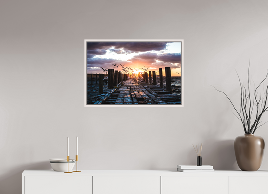 30 x 20″, Acrylic With Maple White Frame The Dock