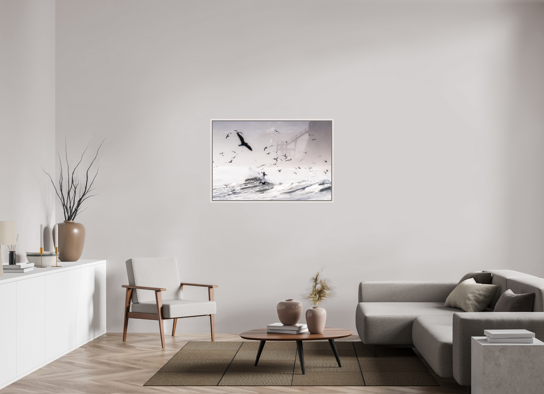 45 x 30″, Acrylic With Maple White Frame Birds Eye View