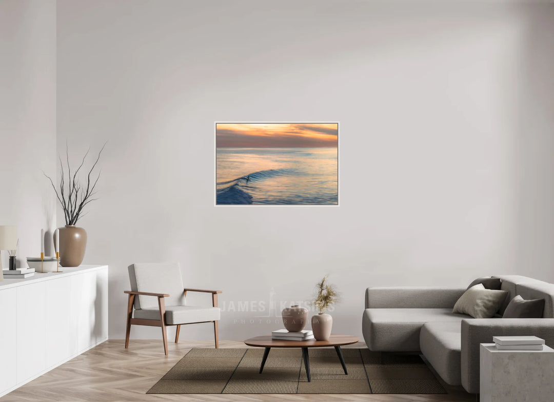 Acrylic With Maple White Frame, 45 x 30″ Ditch Plains Last Light
