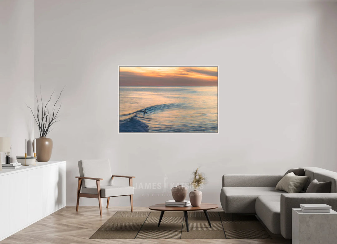 Acrylic With Maple White Frame, 60 x 40″ Ditch Plains Last Light