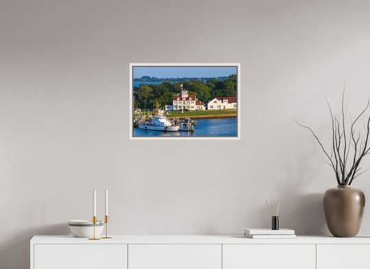 24 x 16″, Acrylic With Maple White Frame Coast Guard Station