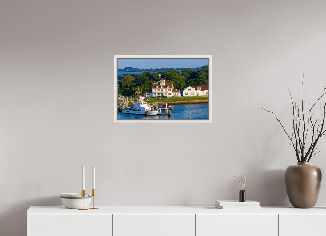 24 x 16″, HD Metal White Frame Coast Guard Station