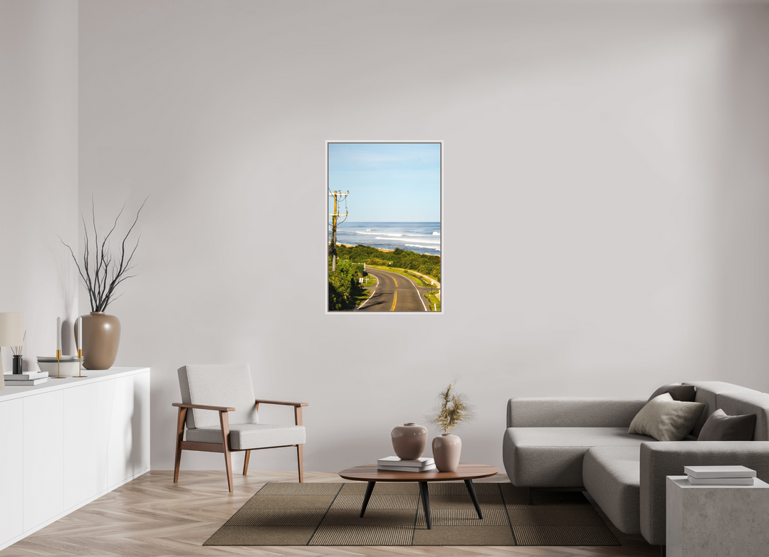 30 x 45″, Acrylic With Maple White Frame Into Montauk