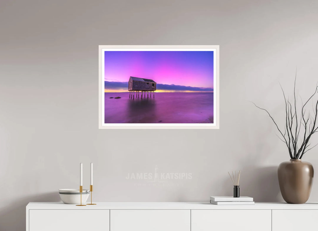 30 x 20″, Print with White Frame Lazy Lights