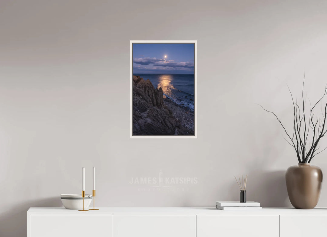 16 x 24″, Acrylic With Maple White Frame Long Night