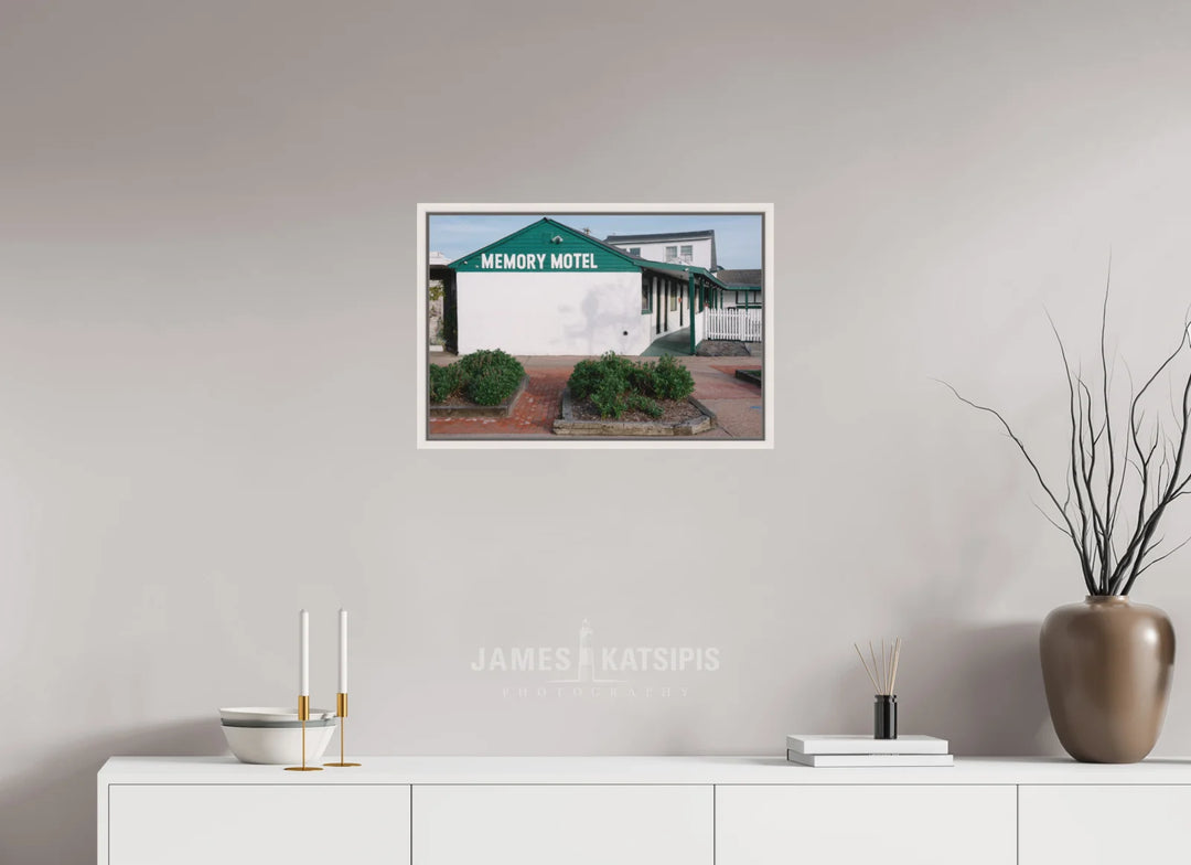 24 x 16″, Acrylic With Maple White Frame Memory Motel Summer
