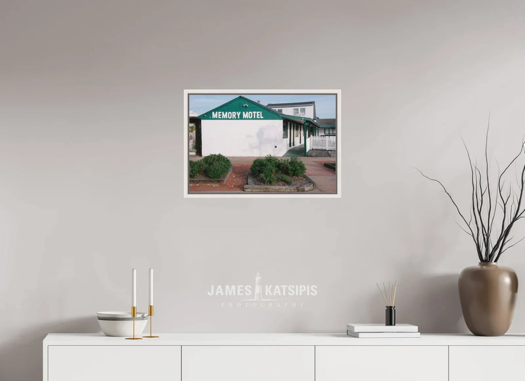 24 x 16″, Acrylic With Maple White Frame Memory Motel Summer