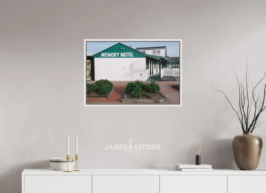 30 x 20″, Acrylic With Maple White Frame Memory Motel Summer