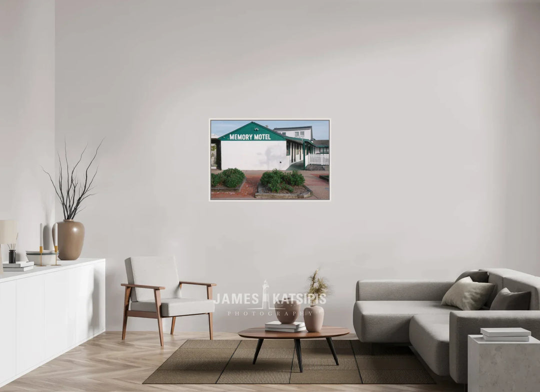 45 x 30″, Acrylic With Maple White Frame Memory Motel Summer